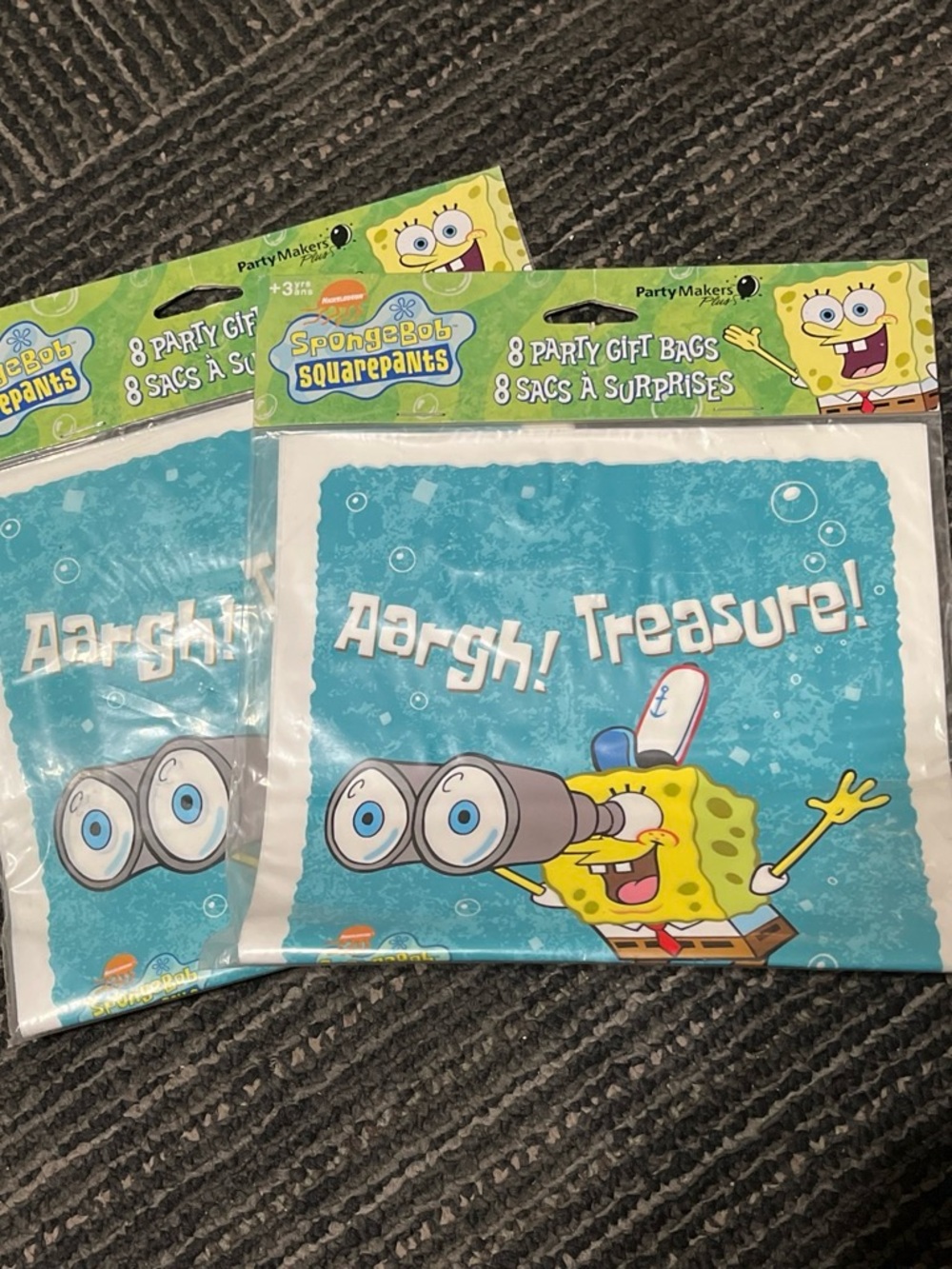 2001 SpongeBob SquarePants Party Gift Bags - Blue "Aargh! Treasure!" (8 Pack)x2